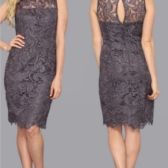 Adrianna Papell Cocktail Lace Overlay Sleeveless Sheath Size 8 - Picture 2 of 8